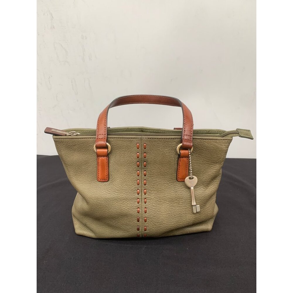 Fossil Keyper Green Brown Leather Shoulder Bag Missing Crossbody Strap